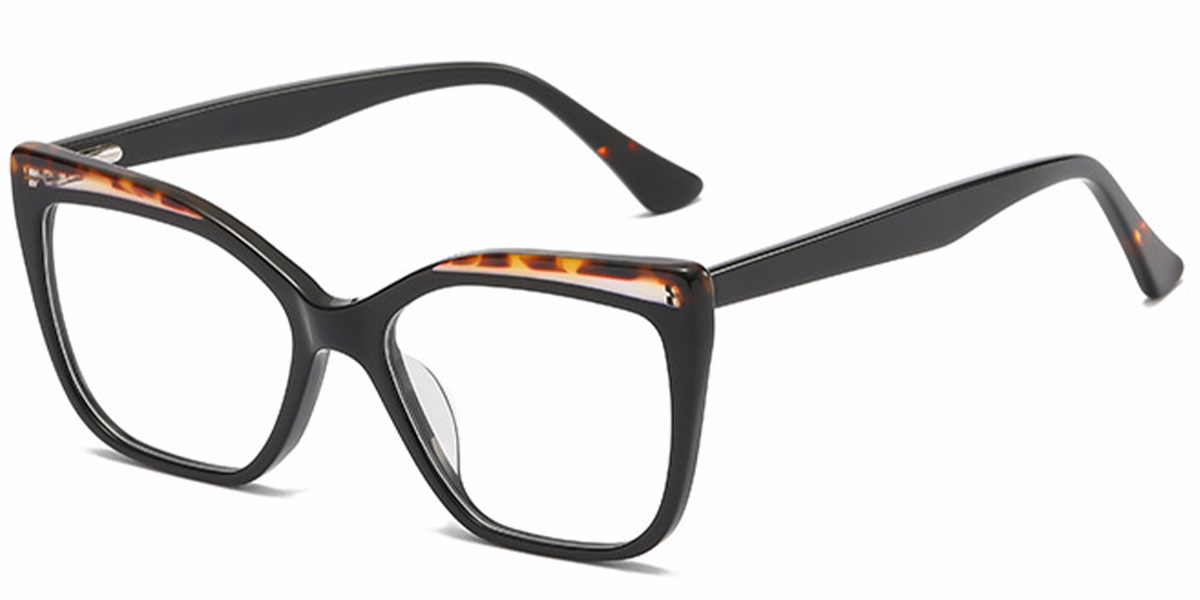 Acetate Rectangle Reading Glasses pattern-black