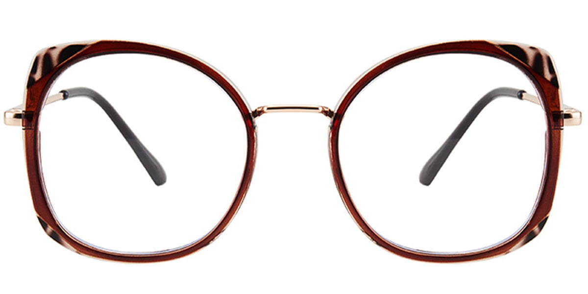 Square Reading Glasses pattern-brown