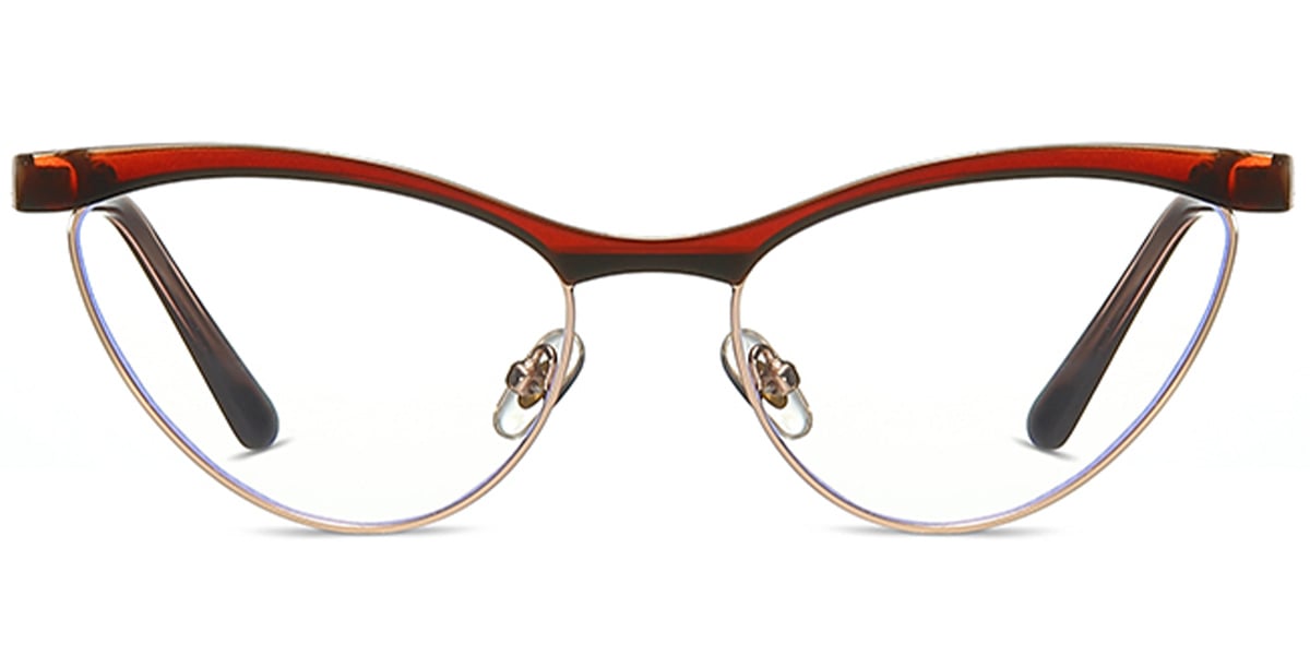 Cat Eye Browline Reading Glasses translucent-brown