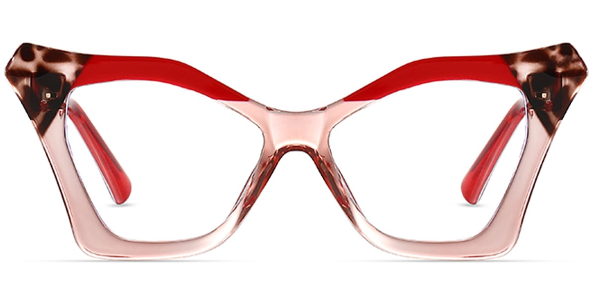 Cat Eye Geometric Reading Glasses pattern-red