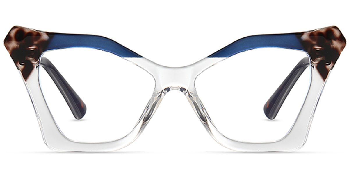 Cat Eye Geometric Reading Glasses pattern-blue