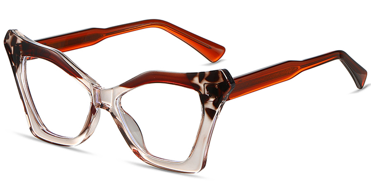 Cat Eye Geometric Reading Glasses pattern-brown