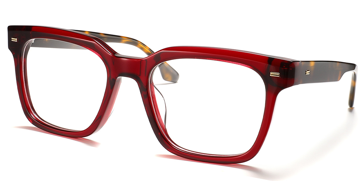 Acetate Square Reading Glasses translucent-red