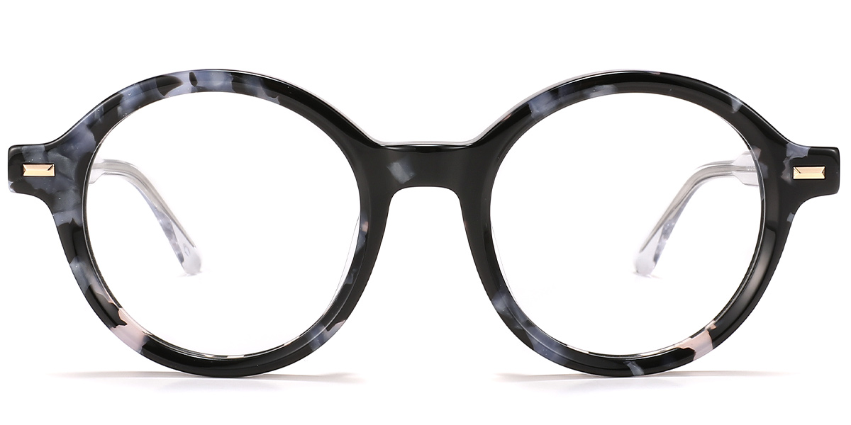 Acetate Round Reading Glasses pattern-black