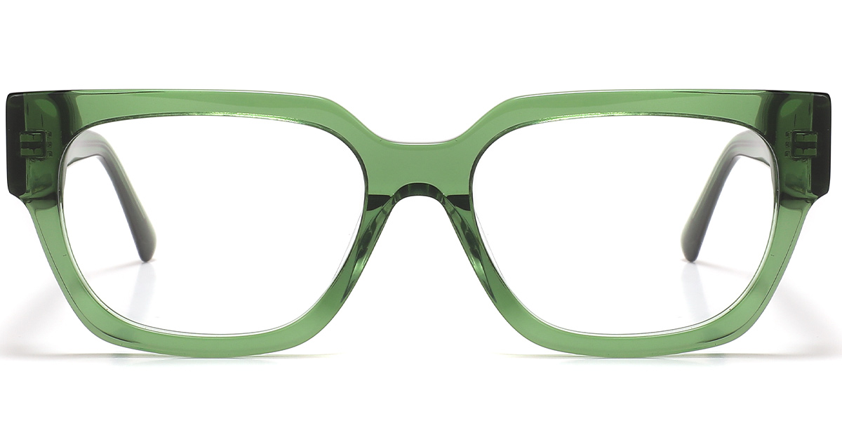 Acetate Square Reading Glasses translucent-green