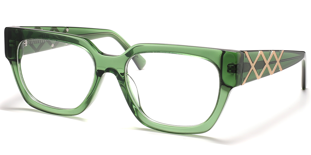 Acetate Square Reading Glasses translucent-green