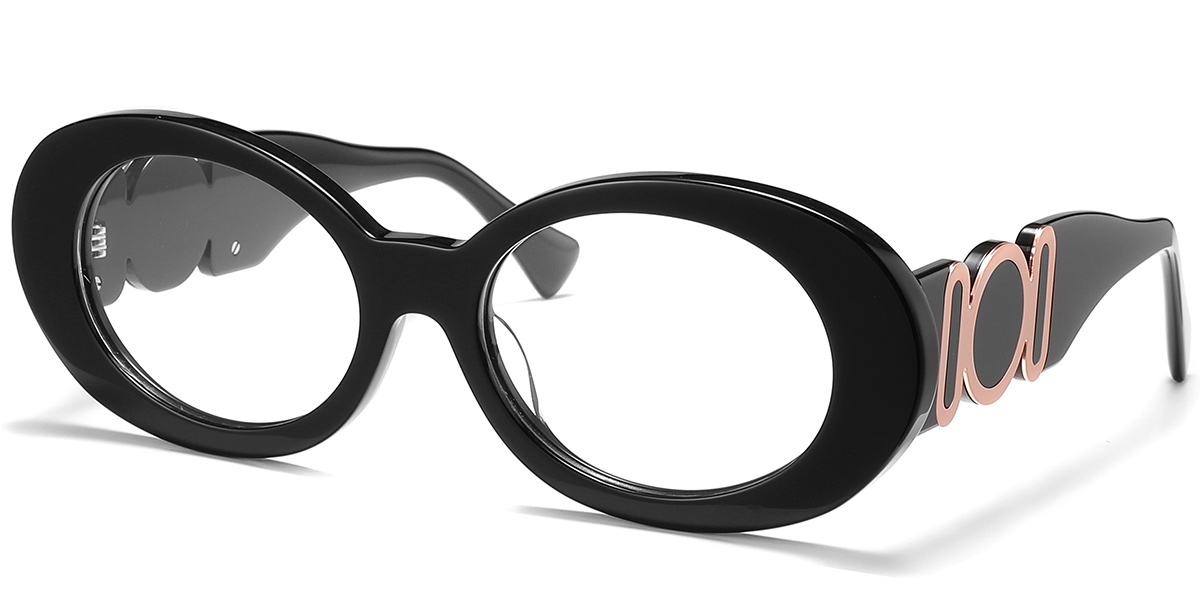 Acetate Oval Reading Glasses black