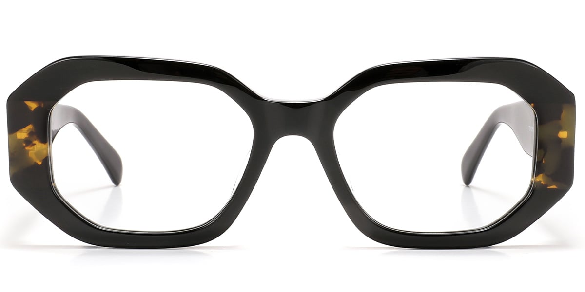 Acetate Rectangle Reading Glasses pattern-black