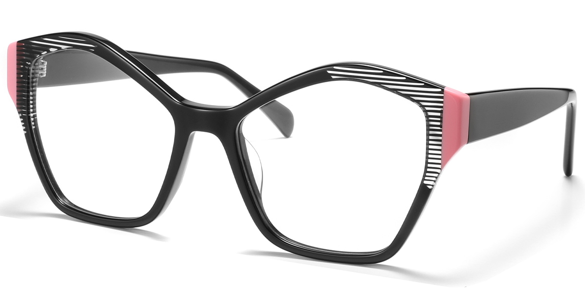 Acetate Geometric Reading Glasses pattern-black