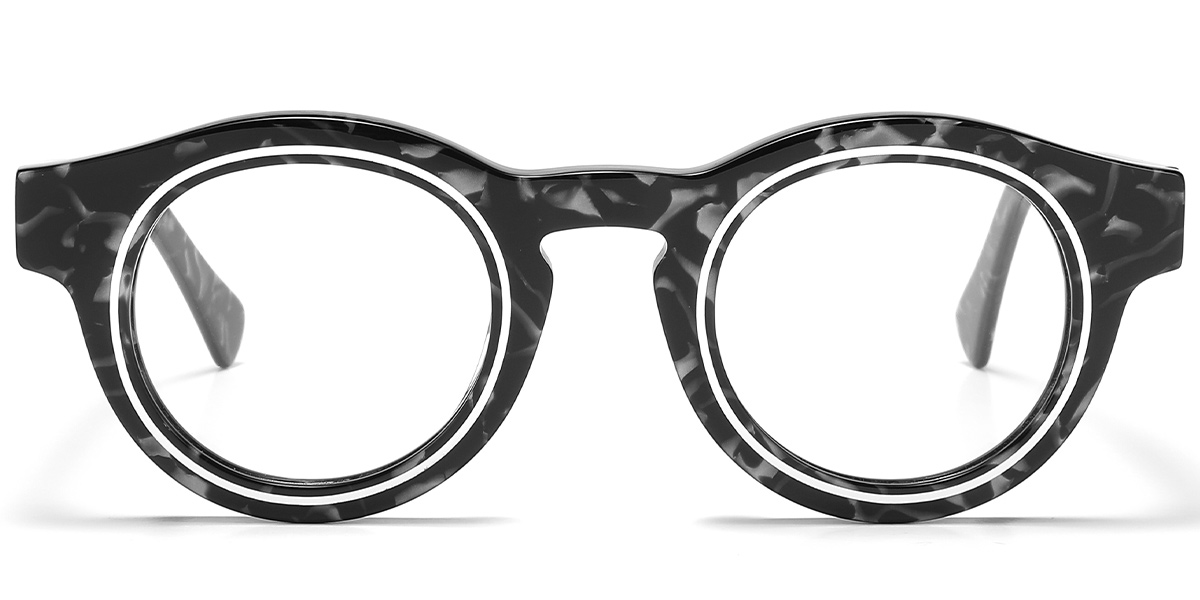 Acetate Round Reading Glasses pattern-black