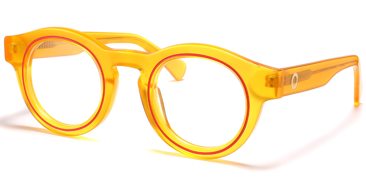 Acetate Round Reading Glasses translucent-yellow