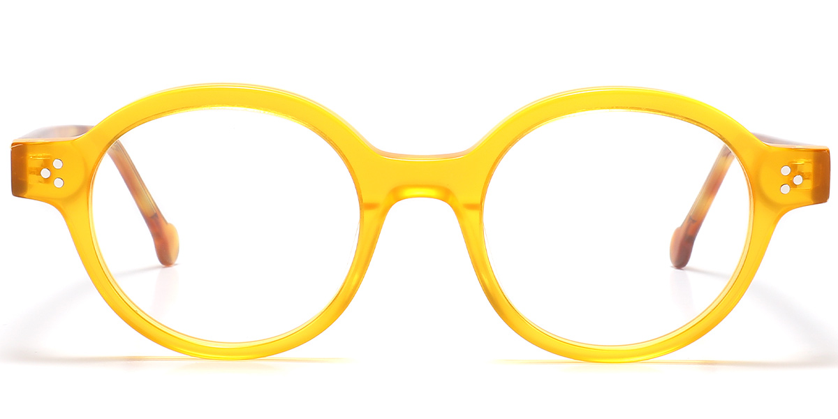 Acetate Round Reading Glasses translucent-yellow