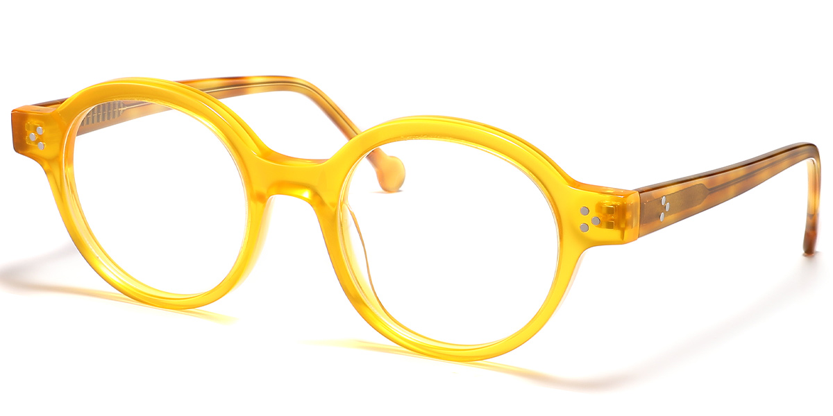 Acetate Round Reading Glasses translucent-yellow