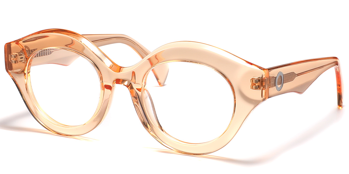 Acetate Round Geometric Reading Glasses translucent-brown