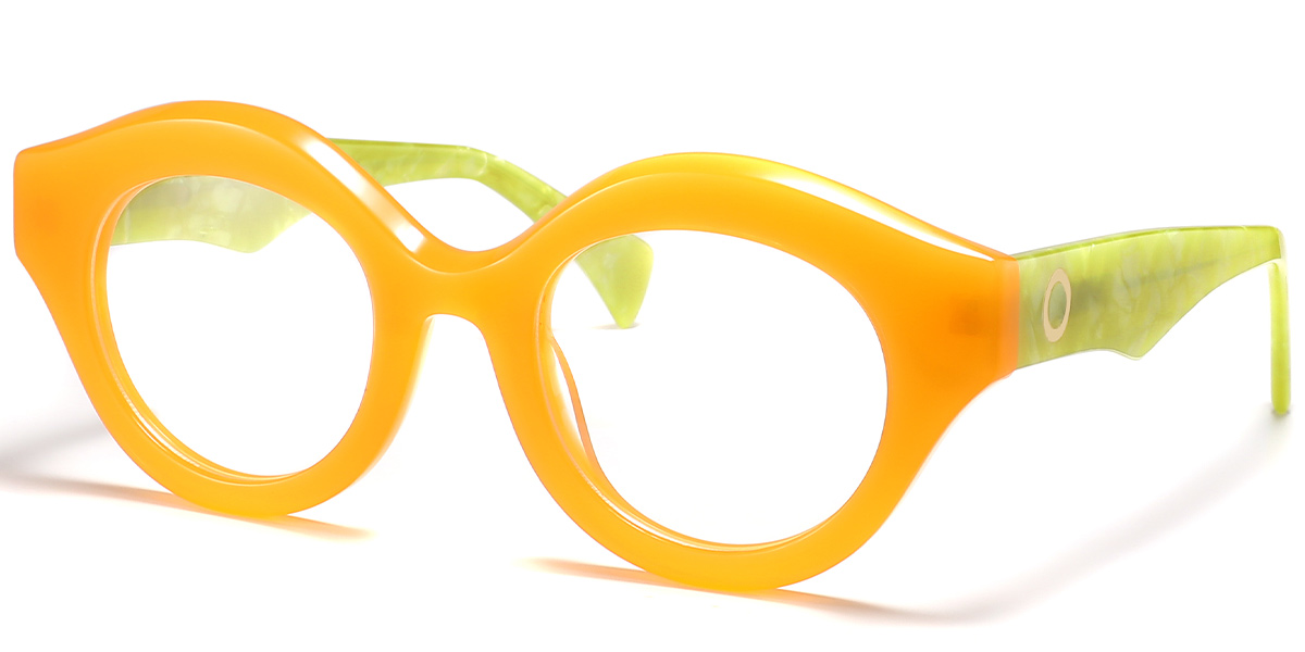 Acetate Round Geometric Reading Glasses translucent-yellow
