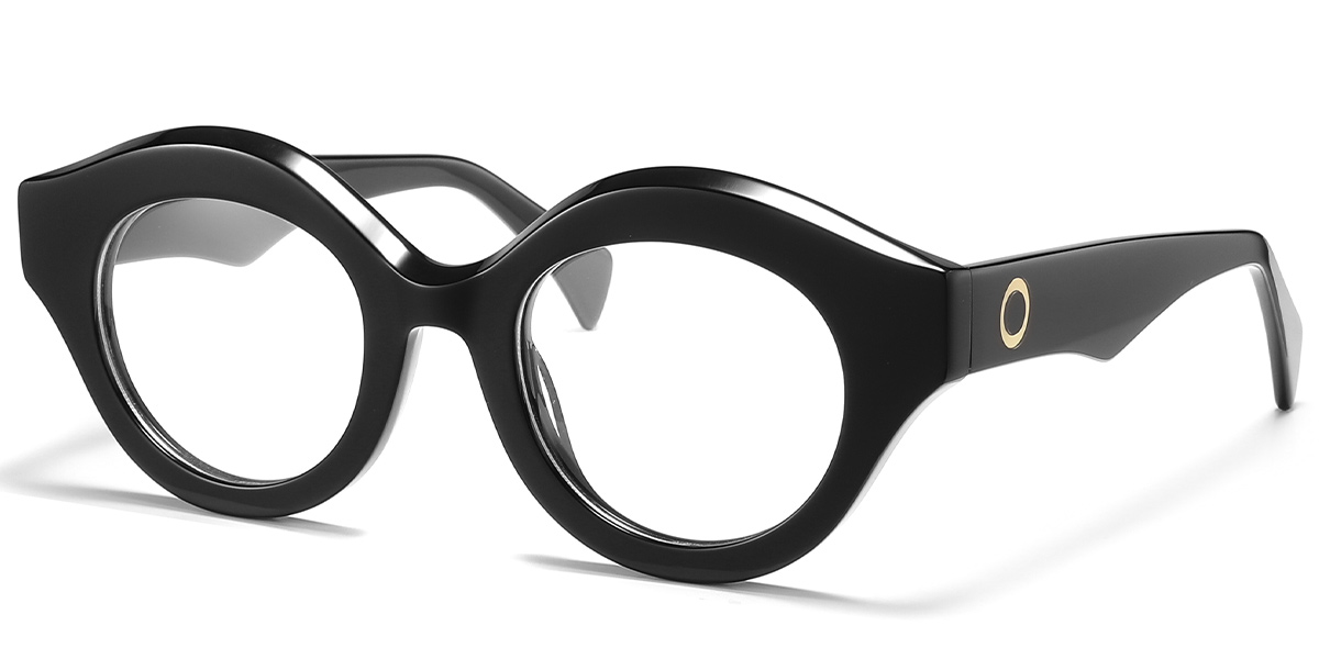 Acetate Round Geometric Reading Glasses black