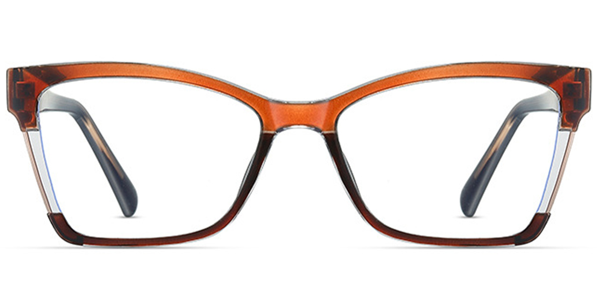Rectangle Reading Glasses pattern-brown