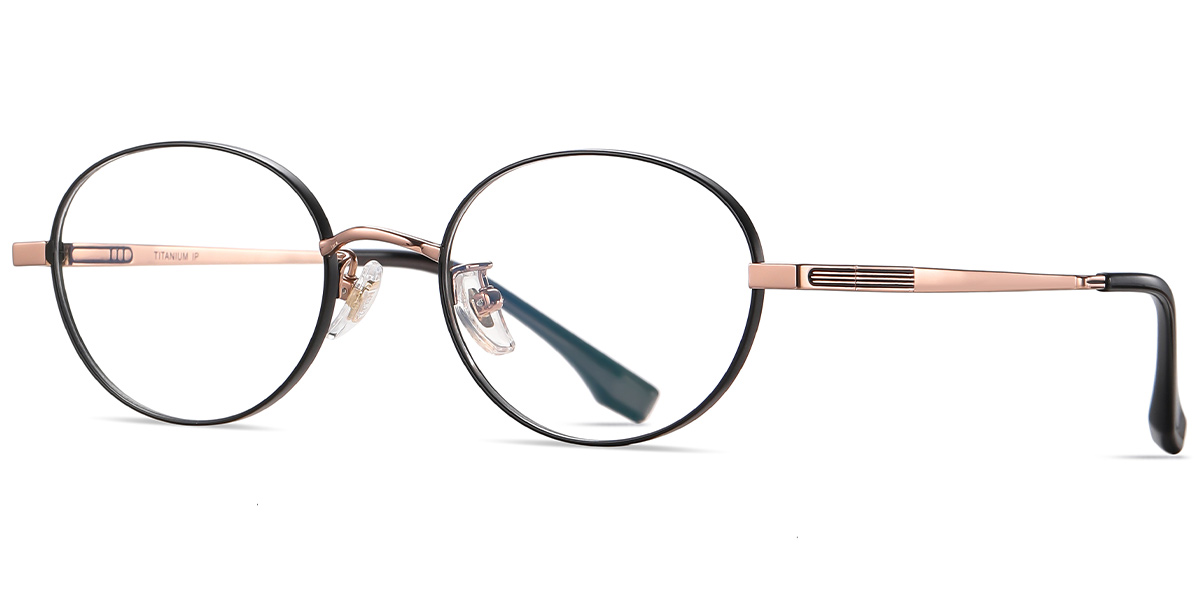 Titanium Oval Reading Glasses rose_gold-black