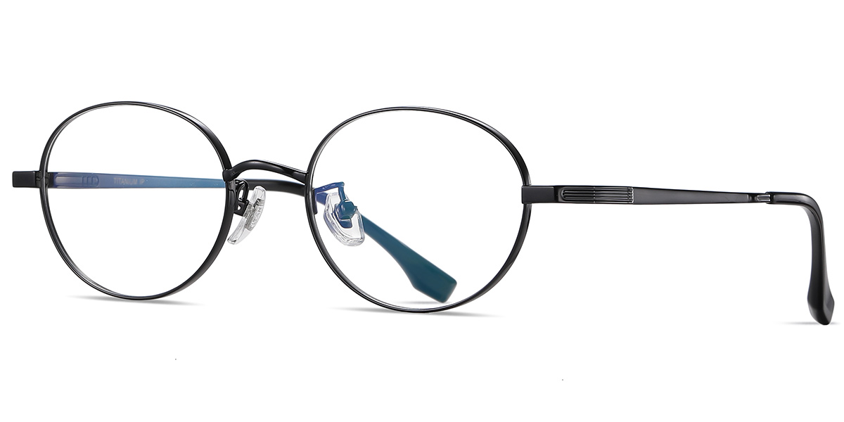 Titanium Oval Reading Glasses black