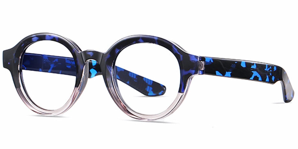 Acetate Round Reading Glasses pattern-blue