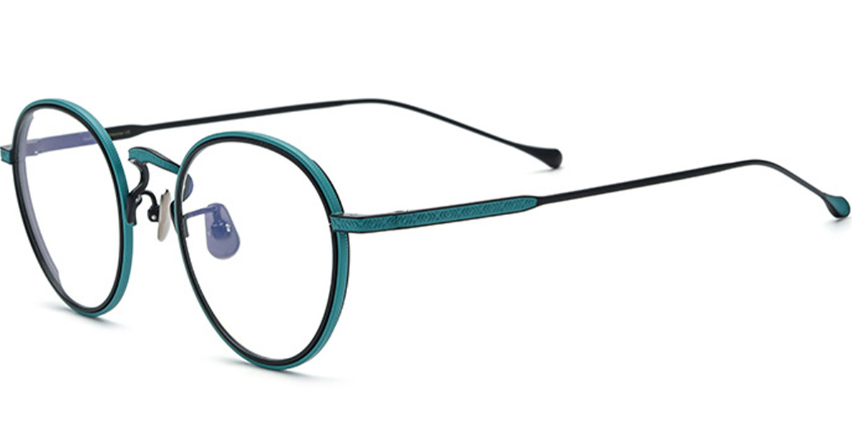 Titanium Round Reading Glasses black-blue