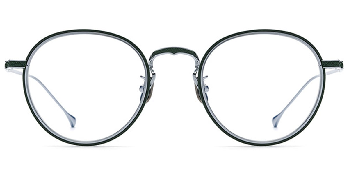 Titanium Round Reading Glasses silver-green