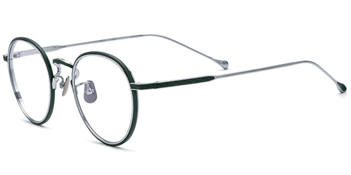 Titanium Round Reading Glasses silver-green