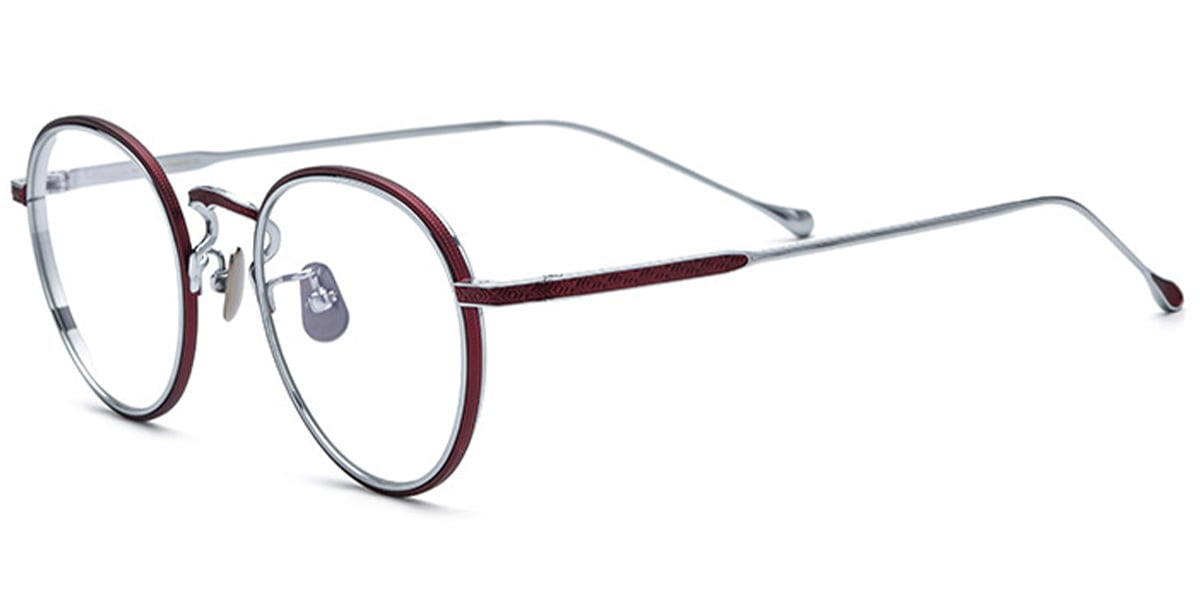 Titanium Round Reading Glasses silver-red