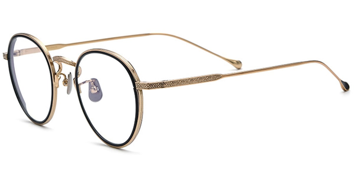 Titanium Round Reading Glasses black-gold