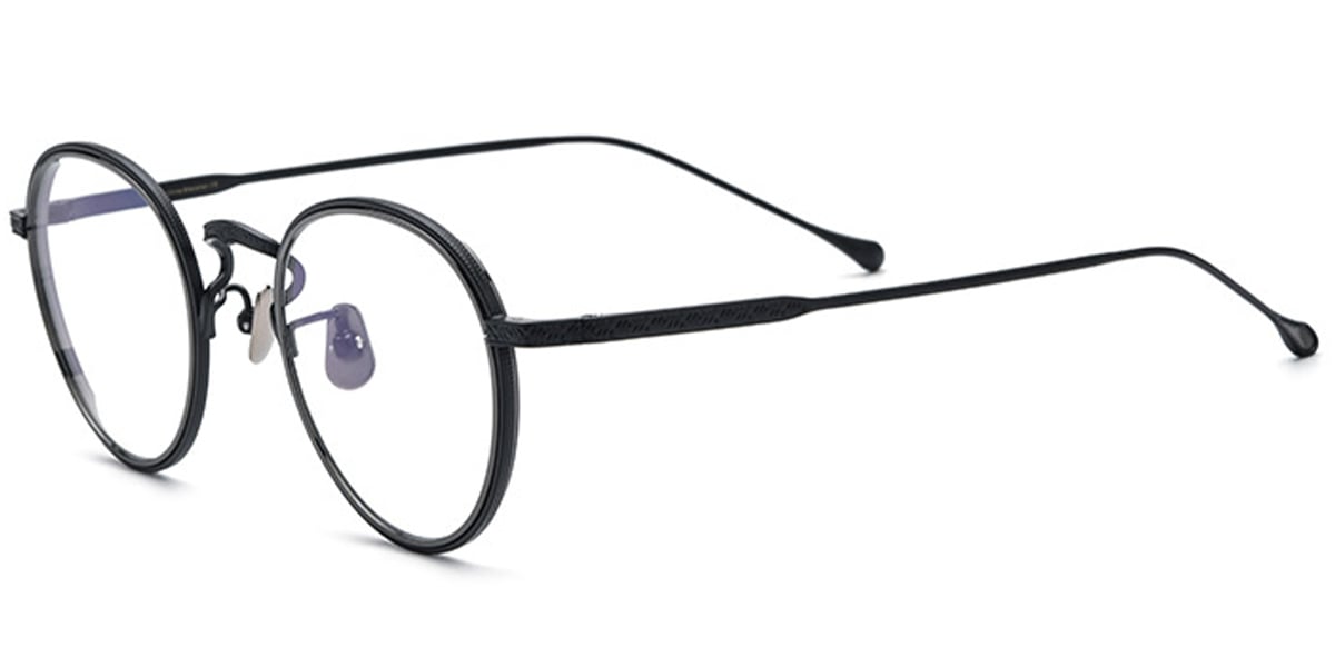 Titanium Round Reading Glasses black-grey