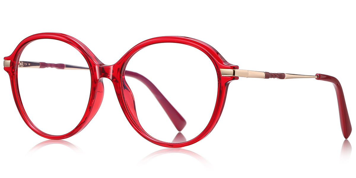 Round Reading Glasses translucent-red