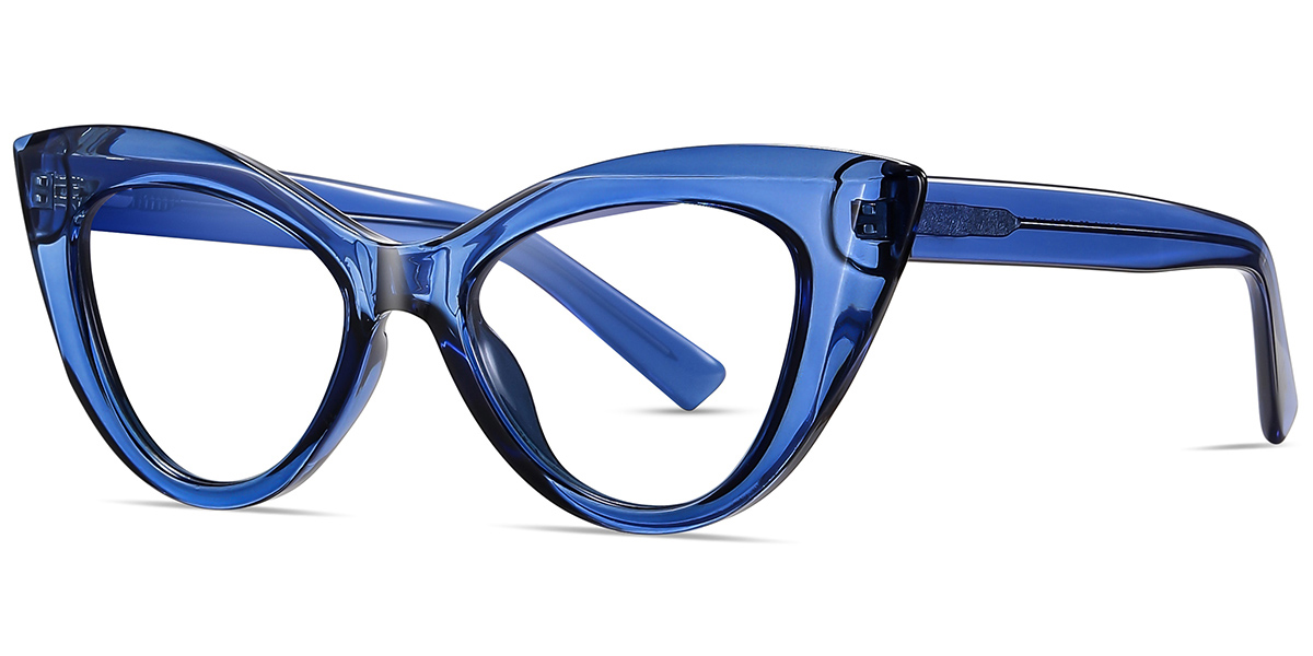 Cat Eye Reading Glasses translucent-blue