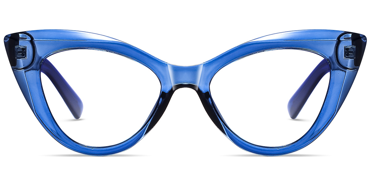 Cat Eye Reading Glasses translucent-blue