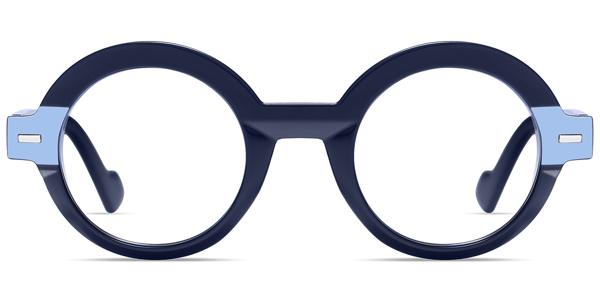 Acetate Round Reading Glasses pattern-blue