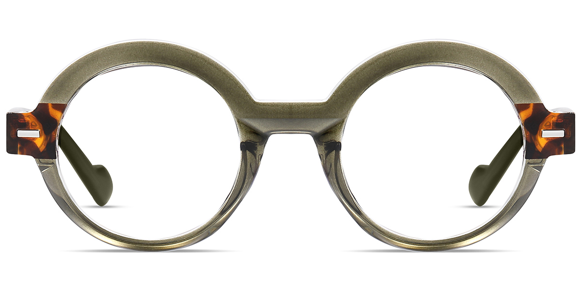 Acetate Round Reading Glasses pattern-green