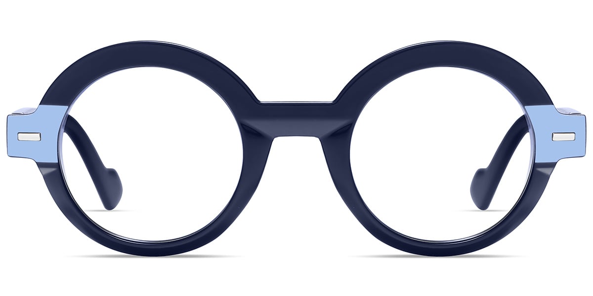 Acetate Round Reading Glasses pattern-blue