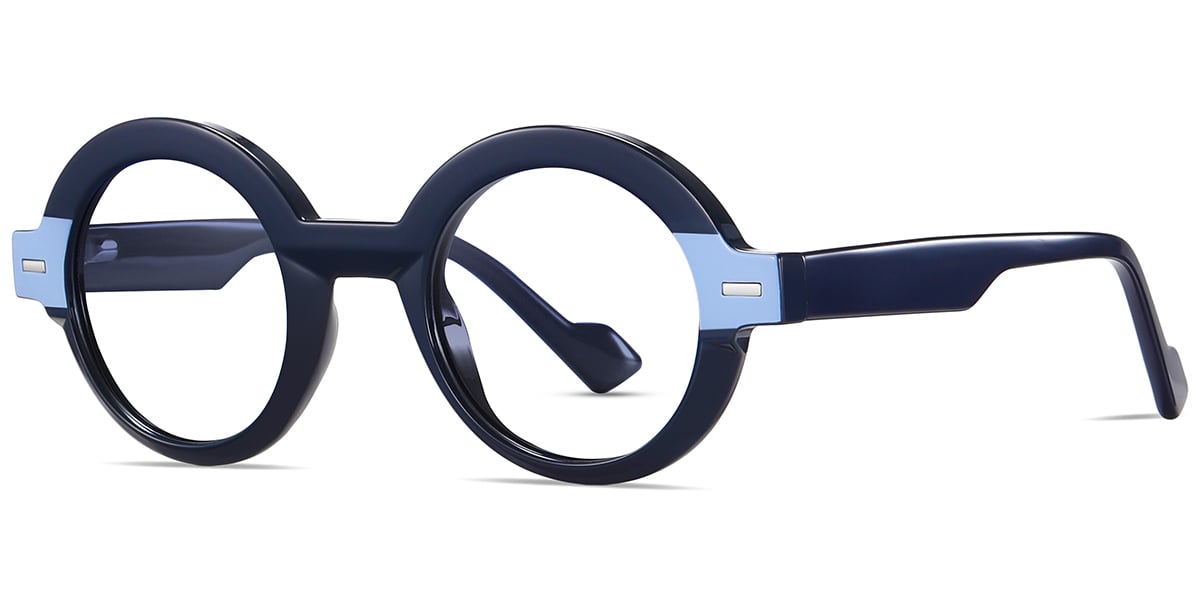 Acetate Round Reading Glasses pattern-blue