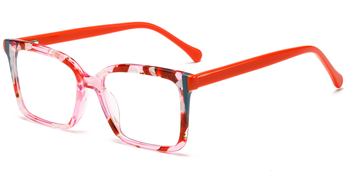 Acetate Square Reading Glasses translucent-pink