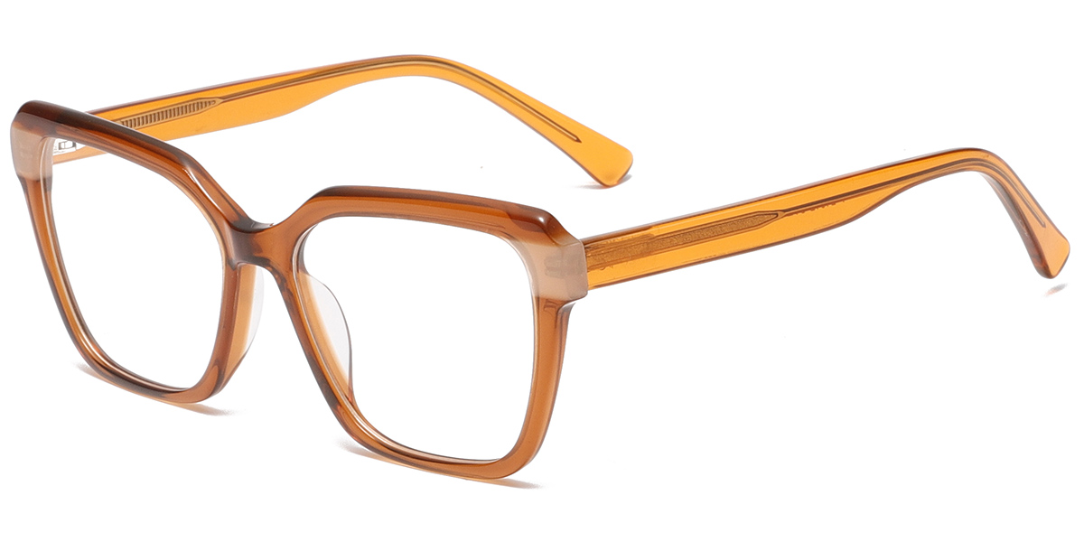Acetate Rectangle Reading Glasses translucent-brown