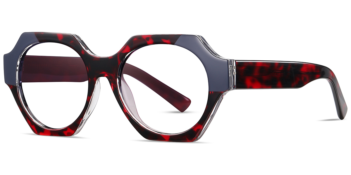 Acetate Geometric Reading Glasses pattern-red