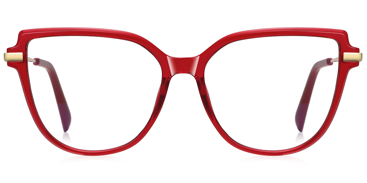 Geometric Reading Glasses translucent-red