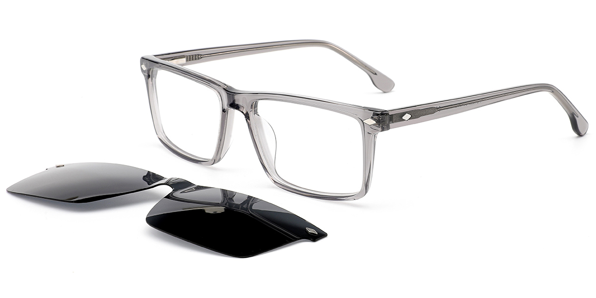 Acetate Rectangle Reading Glasses translucent-grey