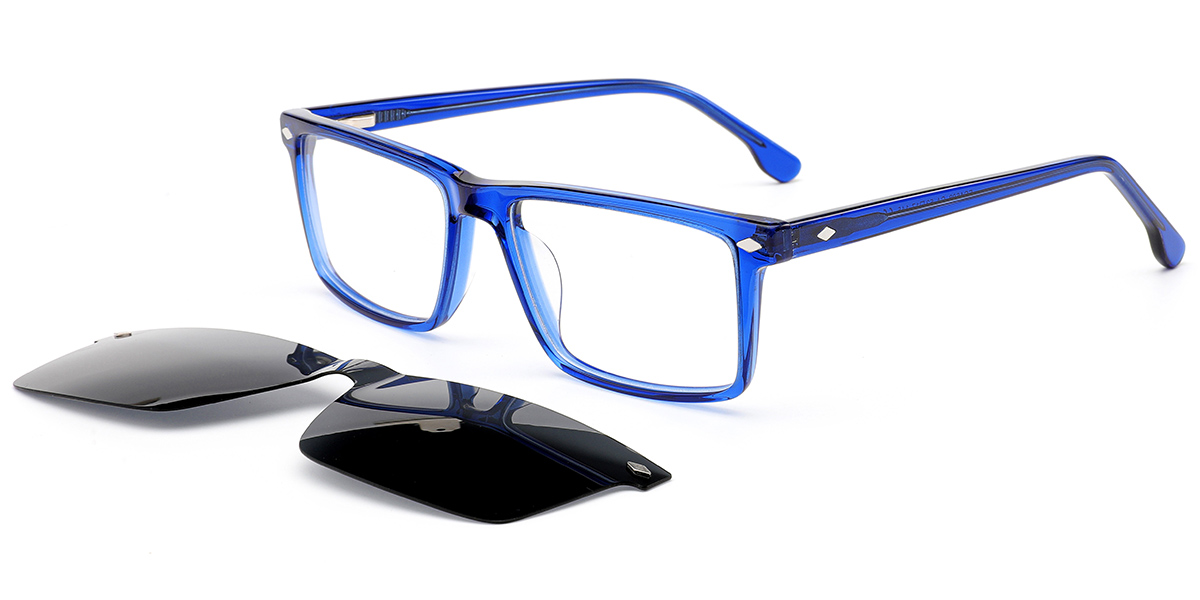 Acetate Rectangle Reading Glasses translucent-blue