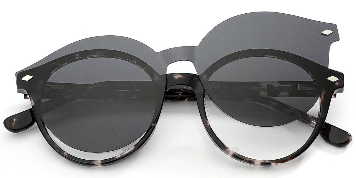 Acetate Round Reading Glasses pattern-black