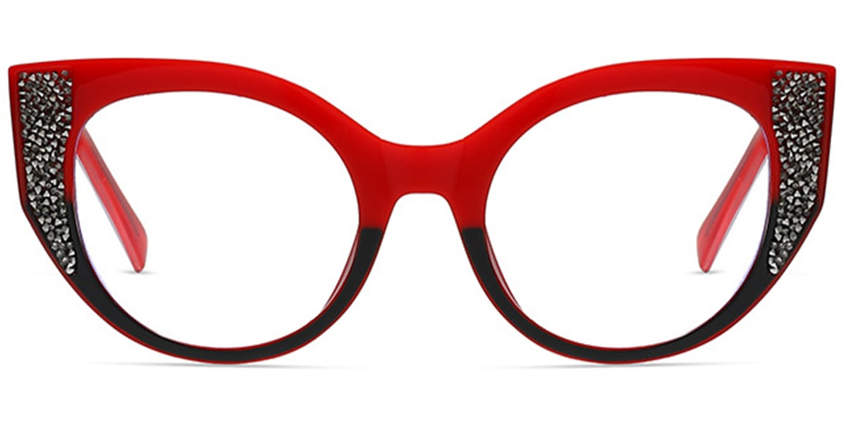 Oval Reading Glasses pattern-red