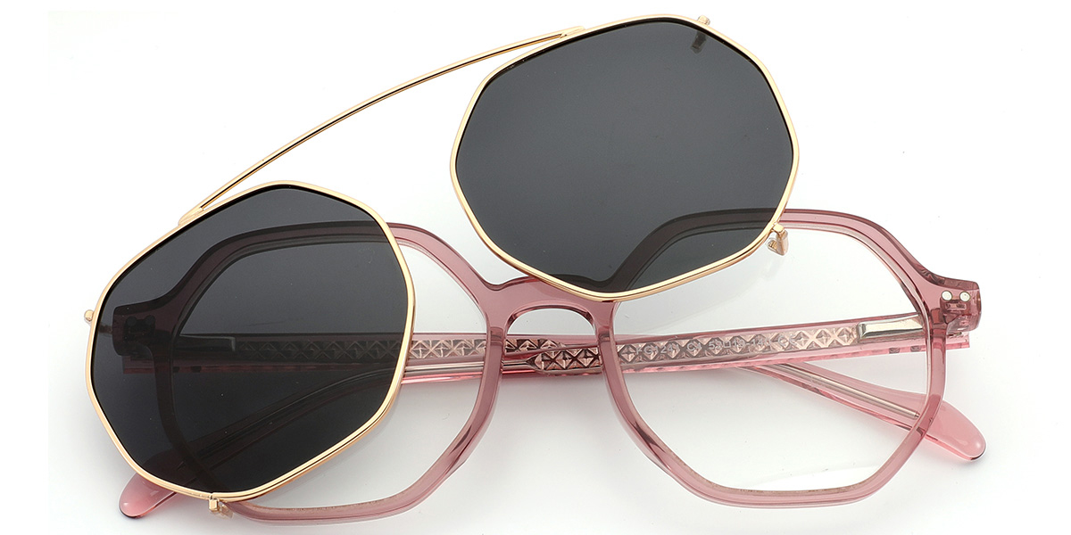 Acetate Geometric Reading Glasses translucent-pink