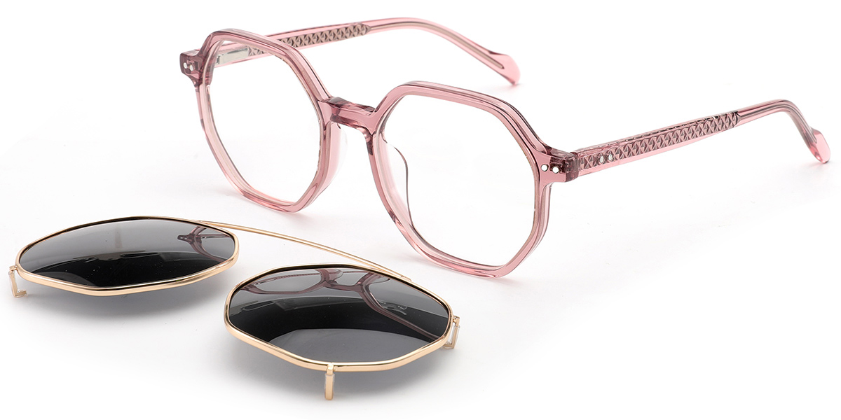 Acetate Geometric Reading Glasses translucent-pink