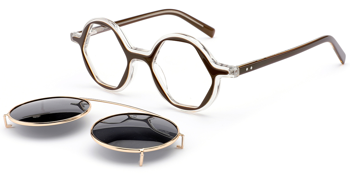 Acetate Geometric Reading Glasses brown