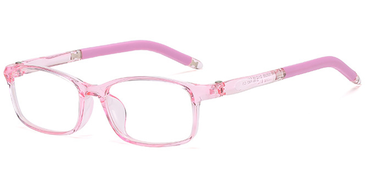 Kid's Rectangle Reading Glasses translucent-pink
