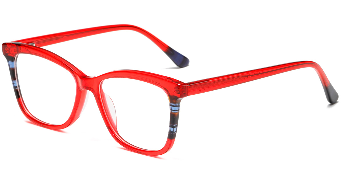 Acetate Square Reading Glasses pattern-red